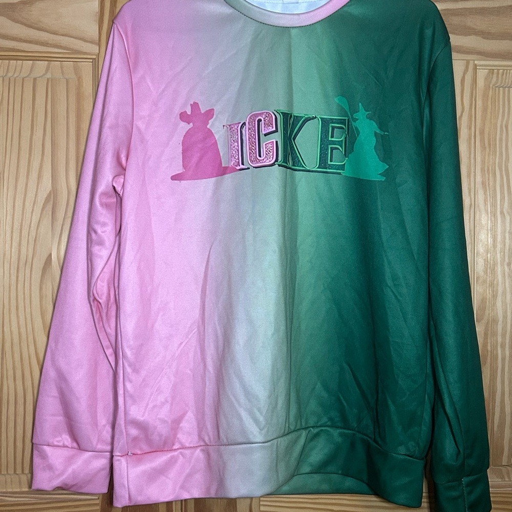 Wicked Pink and Green long sleeved sweatshirt. Size medium.